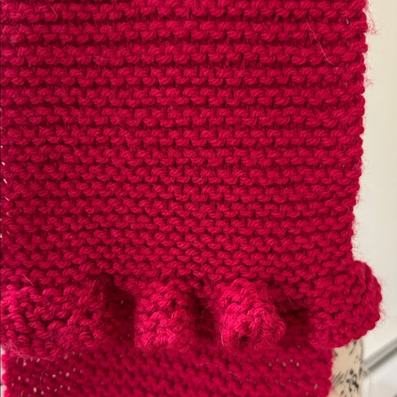 Handmade Red Knitted Scarf with Ruffle - Picture 3 of 4